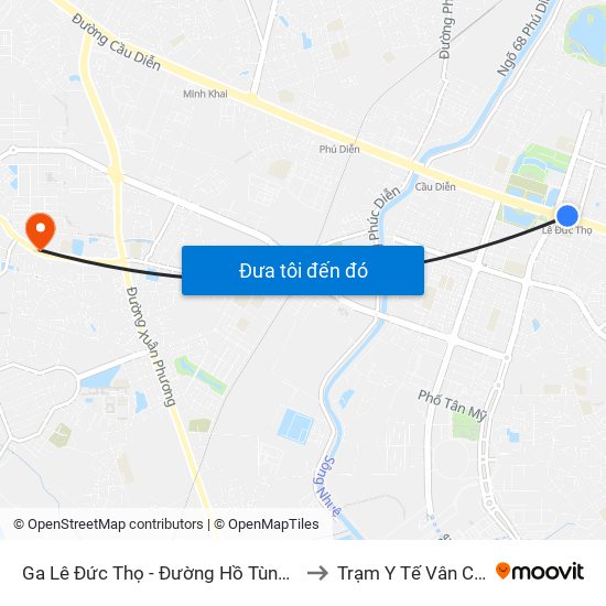 Ga Lê Đức Thọ - Đường Hồ Tùng Mậu to Trạm Y Tế Vân Canh map