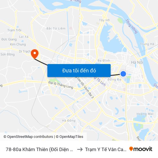 78-80a Khâm Thiên (Đối Diện 71) to Trạm Y Tế Vân Canh map