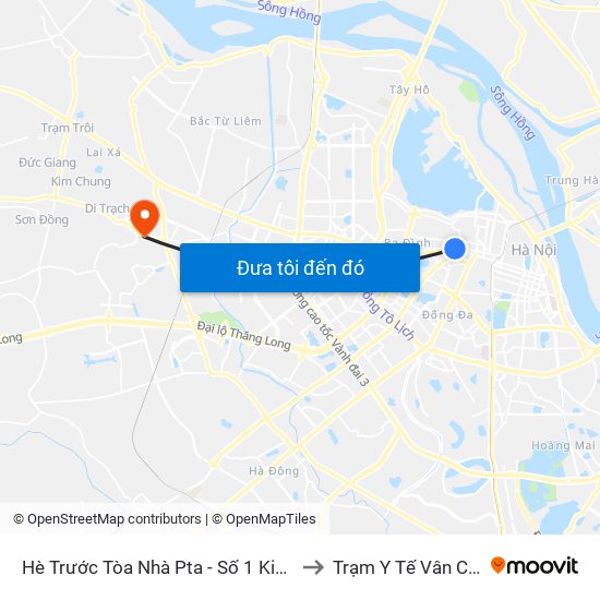 Hè Trước Tòa Nhà Pta - Số 1 Kim Mã to Trạm Y Tế Vân Canh map