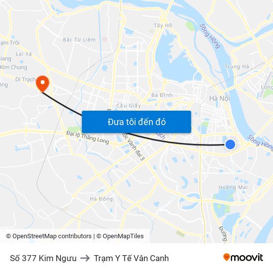 Số 377 Kim Ngưu to Trạm Y Tế Vân Canh map