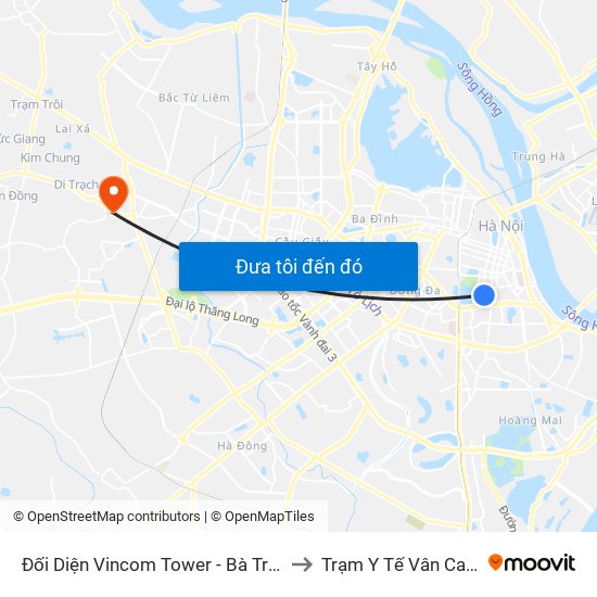 Đối Diện Vincom Tower - Bà Triệu to Trạm Y Tế Vân Canh map