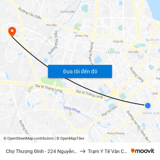 Chợ Thượng Đình - 224 Nguyễn Trãi to Trạm Y Tế Vân Canh map