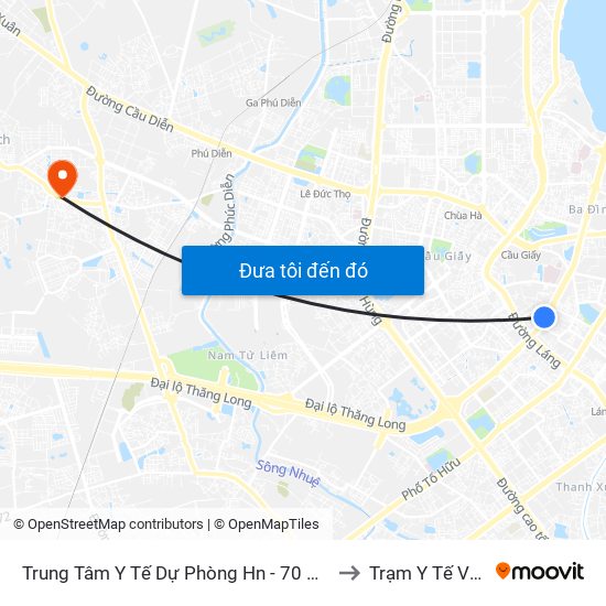 Trung Tâm Y Tế Dự Phòng Hn - 70 Nguyễn Chí Thanh to Trạm Y Tế Vân Canh map