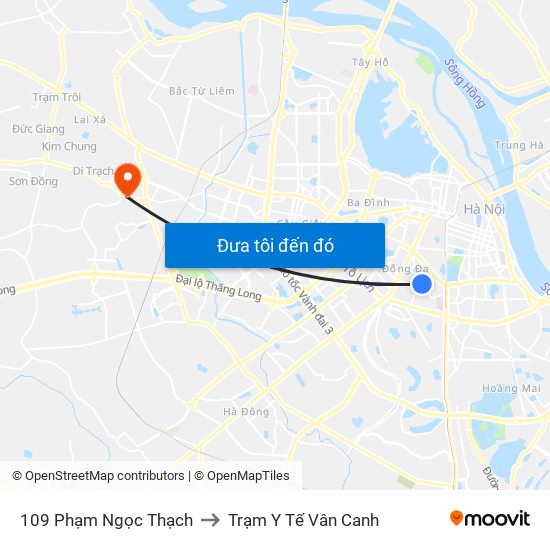 109 Phạm Ngọc Thạch to Trạm Y Tế Vân Canh map