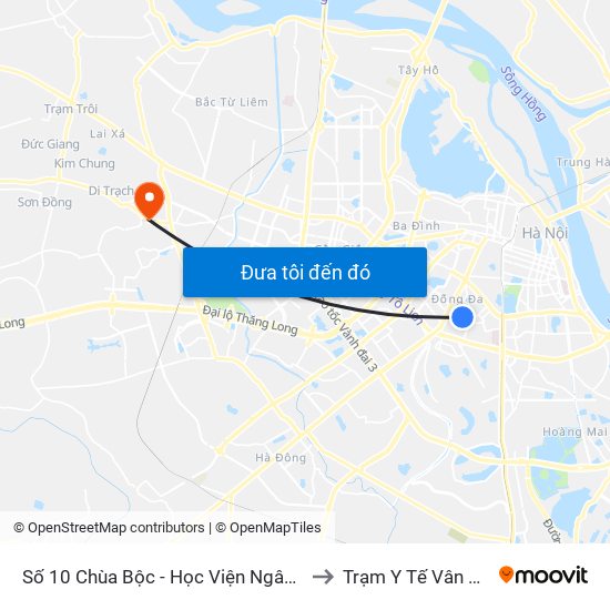 Số 10 Chùa Bộc - Học Viện Ngân Hàng to Trạm Y Tế Vân Canh map