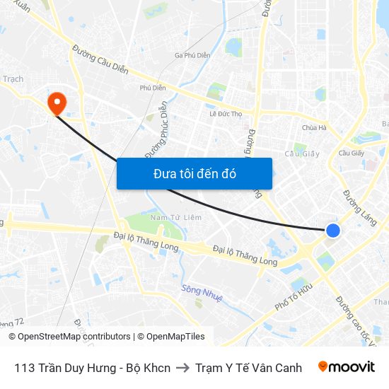 113 Trần Duy Hưng - Bộ Khcn to Trạm Y Tế Vân Canh map