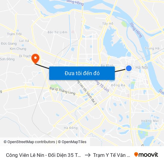 Công Viên Lê Nin - Đối Diện 35 Trần Phú to Trạm Y Tế Vân Canh map