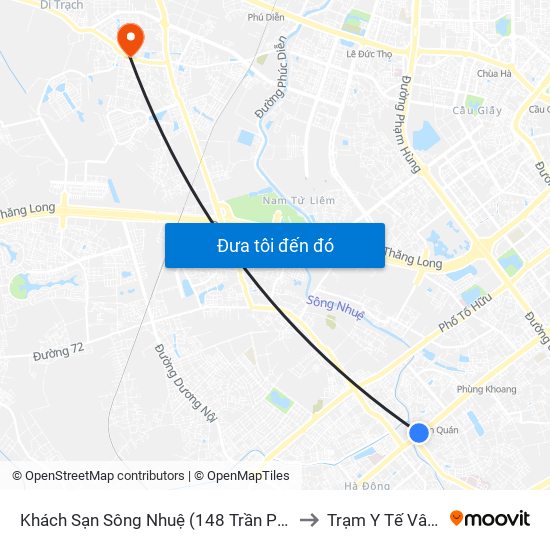 Khách Sạn Sông Nhuệ (148 Trần Phú- Hà Đông) to Trạm Y Tế Vân Canh map