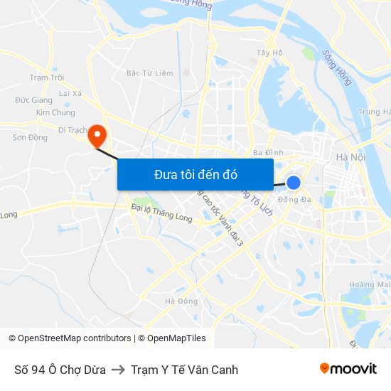 Số 94 Ô Chợ Dừa to Trạm Y Tế Vân Canh map