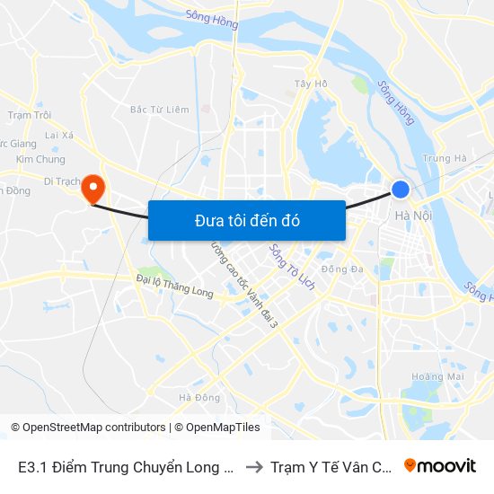 E3.1 Điểm Trung Chuyển Long Biên to Trạm Y Tế Vân Canh map