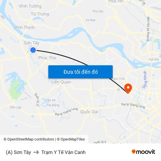 (A) Sơn Tây to Trạm Y Tế Vân Canh map