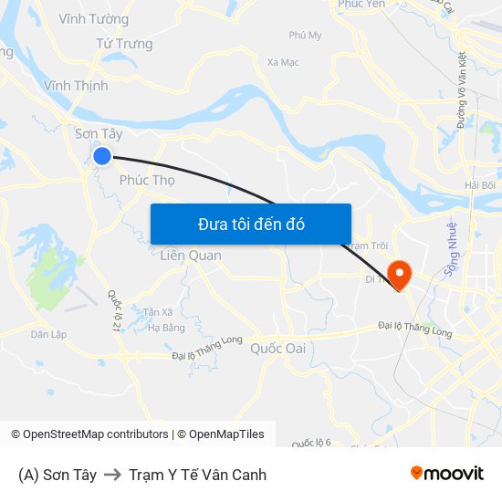 (A) Sơn Tây to Trạm Y Tế Vân Canh map