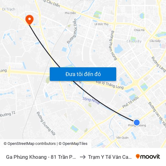 Ga Phùng Khoang - 81 Trần Phú to Trạm Y Tế Vân Canh map
