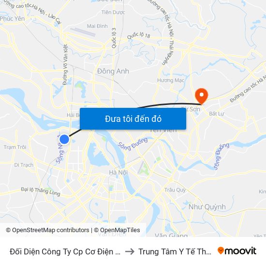 Đối Diện Công Ty Cp Cơ Điện Hn- Đường Đức Thắng to Trung Tâm Y Tế Thành Phố Từ Sơn map