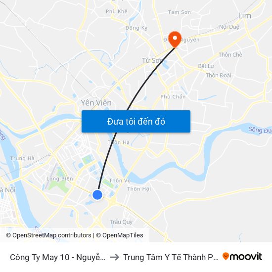 Công Ty May 10 - Nguyễn Văn Linh to Trung Tâm Y Tế Thành Phố Từ Sơn map