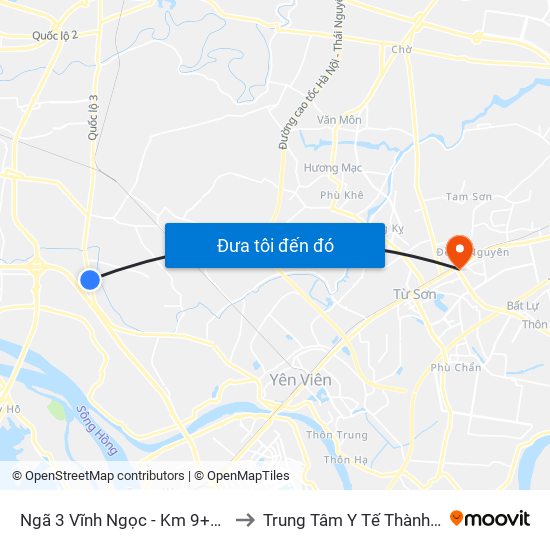 Ngã 3 Vĩnh Ngọc - Km 9+230 Quốc Lộ 3 to Trung Tâm Y Tế Thành Phố Từ Sơn map