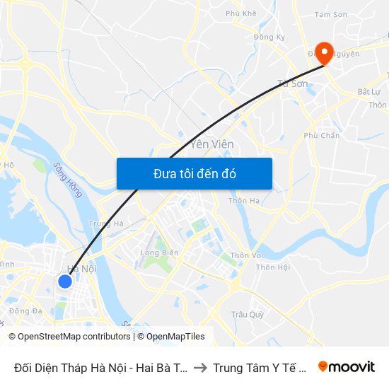 Đối Diện Tháp Hà Nội - Hai Bà Trưng (Cạnh 56 Hai Bà Trưng) to Trung Tâm Y Tế Thành Phố Từ Sơn map