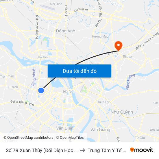 Số 79 Xuân Thủy (Đối Diện Học Viện Báo Chí Và Tuyên Truyền) to Trung Tâm Y Tế Thành Phố Từ Sơn map