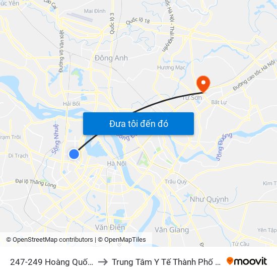 247-249 Hoàng Quốc Việt to Trung Tâm Y Tế Thành Phố Từ Sơn map