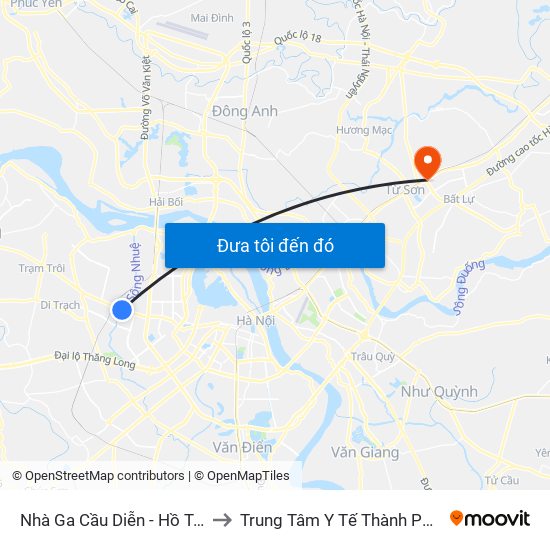 Nhà Ga Cầu Diễn - Hồ Tùng Mậu to Trung Tâm Y Tế Thành Phố Từ Sơn map