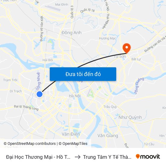 Đại Học Thương Mại - Hồ Tùng Mậu (Cột Sau) to Trung Tâm Y Tế Thành Phố Từ Sơn map