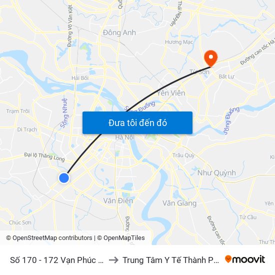 Số 170 - 172 Vạn Phúc - Hà Đông to Trung Tâm Y Tế Thành Phố Từ Sơn map