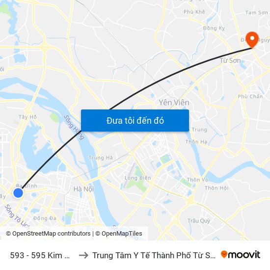 593 - 595 Kim Mã to Trung Tâm Y Tế Thành Phố Từ Sơn map