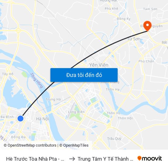 Hè Trước Tòa Nhà Pta - Số 1 Kim Mã to Trung Tâm Y Tế Thành Phố Từ Sơn map