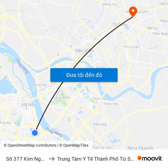 Số 377 Kim Ngưu to Trung Tâm Y Tế Thành Phố Từ Sơn map