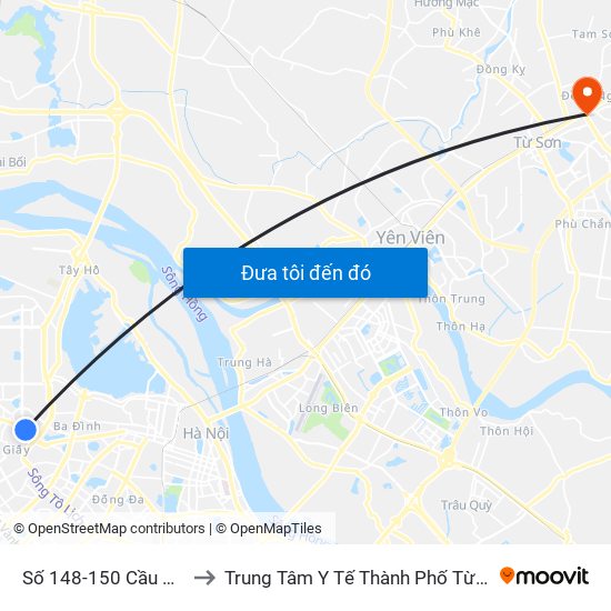 Số 148-150 Cầu Giấy to Trung Tâm Y Tế Thành Phố Từ Sơn map
