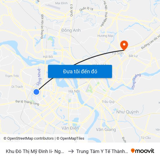 Khu Đô Thị Mỹ Đình Ii- Nguyễn Cơ Thạch to Trung Tâm Y Tế Thành Phố Từ Sơn map