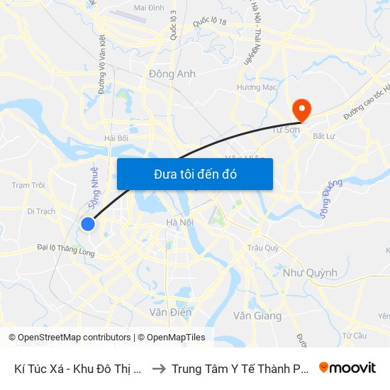 Kí Túc Xá - Khu Đô Thị Mỹ Đình II to Trung Tâm Y Tế Thành Phố Từ Sơn map