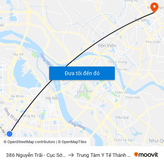 386 Nguyễn Trãi - Cục Sở Hữu Trí Tuệ to Trung Tâm Y Tế Thành Phố Từ Sơn map