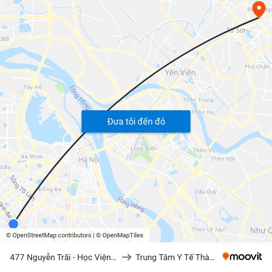 477 Nguyễn Trãi - Học Viện Khoa Học Xã Hội to Trung Tâm Y Tế Thành Phố Từ Sơn map