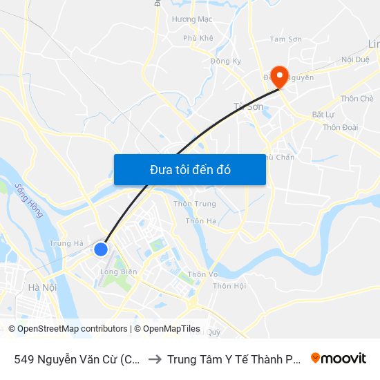 549 Nguyễn Văn Cừ (Cột Trước) to Trung Tâm Y Tế Thành Phố Từ Sơn map