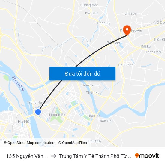 135 Nguyễn Văn Cừ to Trung Tâm Y Tế Thành Phố Từ Sơn map