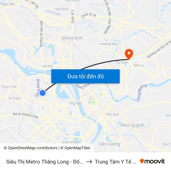 Siêu Thị Metro Thăng Long - Đối Diện Ngõ 599 Phạm Văn Đồng to Trung Tâm Y Tế Thành Phố Từ Sơn map