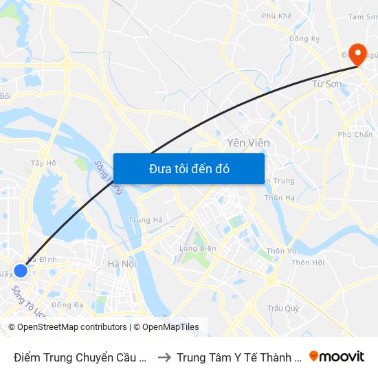 Điểm Trung Chuyển Cầu Giấy - Gtvt 02 to Trung Tâm Y Tế Thành Phố Từ Sơn map