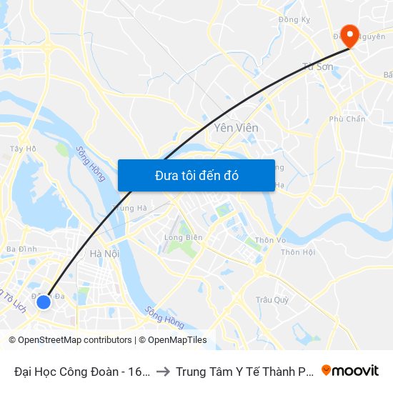 Đại Học Công Đoàn - 169 Tây Sơn to Trung Tâm Y Tế Thành Phố Từ Sơn map