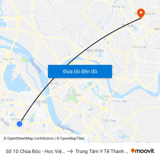 Công Ty In Thương Mại & Dịch Vụ Ngân Hàng - Số 10 Chùa Bộc to Trung Tâm Y Tế Thành Phố Từ Sơn map