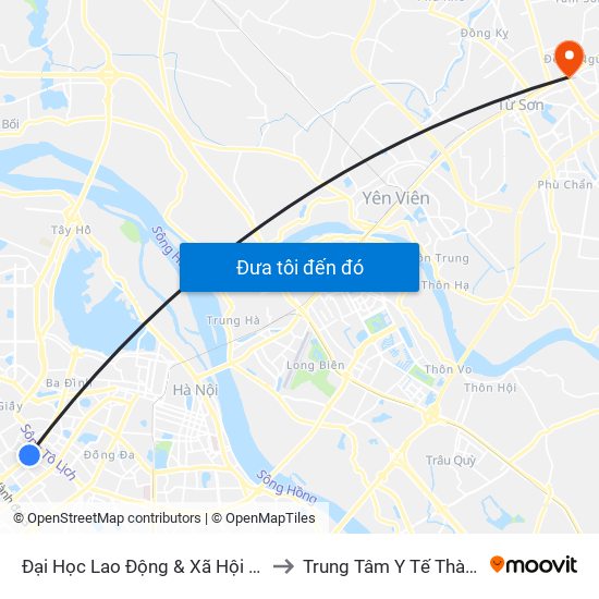 Đại Học Lao Động & Xã Hội - 43 Trần Duy Hưng to Trung Tâm Y Tế Thành Phố Từ Sơn map