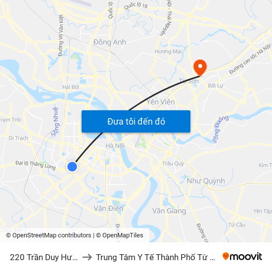 220 Trần Duy Hưng to Trung Tâm Y Tế Thành Phố Từ Sơn map