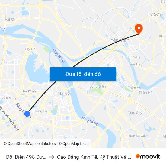 Đối Diện 498 Đường Láng to Cao Đẳng Kinh Tế, Kỹ Thuật Và Thủy Sản (Khu 2) map