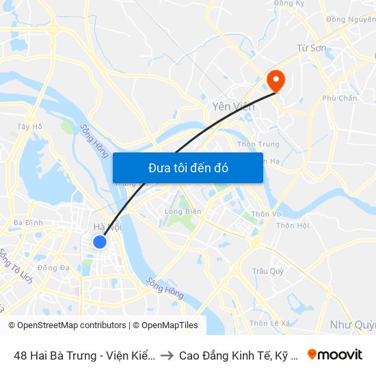 48 Hai Bà Trưng - Viện Kiểm Nghiệm Thuốc Trung Ương to Cao Đẳng Kinh Tế, Kỹ Thuật Và Thủy Sản (Khu 2) map