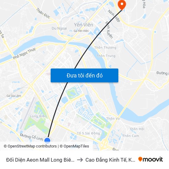 Đối Diện Aeon Mall Long Biên (Cột Điện T4a/2a-B Đường Cổ Linh) to Cao Đẳng Kinh Tế, Kỹ Thuật Và Thủy Sản (Khu 2) map