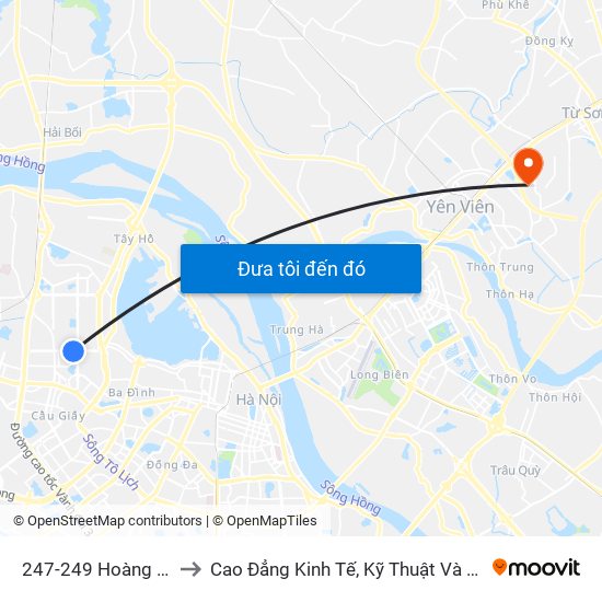 247-249 Hoàng Quốc Việt to Cao Đẳng Kinh Tế, Kỹ Thuật Và Thủy Sản (Khu 2) map