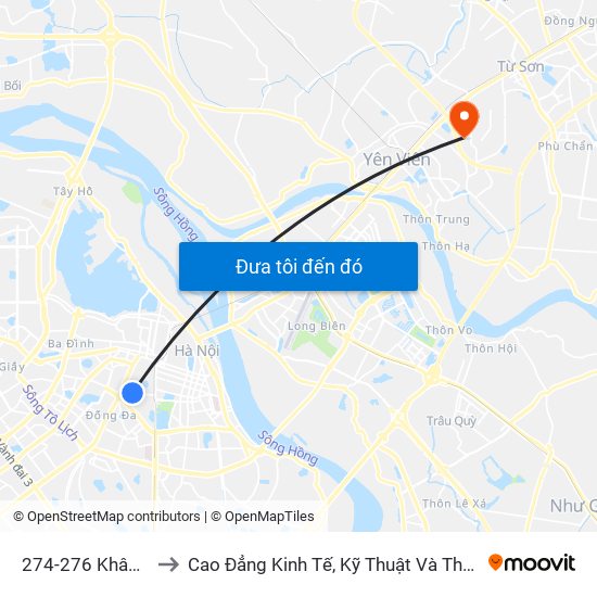 274-276 Khâm Thiên to Cao Đẳng Kinh Tế, Kỹ Thuật Và Thủy Sản (Khu 2) map