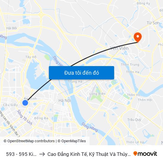 593 - 595 Kim Mã to Cao Đẳng Kinh Tế, Kỹ Thuật Và Thủy Sản (Khu 2) map