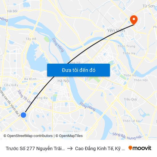 Trước Số 277 Nguyễn Trãi - Bách Hóa Giày Thượng Đình to Cao Đẳng Kinh Tế, Kỹ Thuật Và Thủy Sản (Khu 2) map