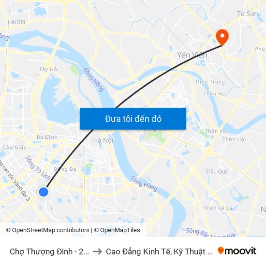 Chợ Thượng Đình - 224 Nguyễn Trãi to Cao Đẳng Kinh Tế, Kỹ Thuật Và Thủy Sản (Khu 2) map